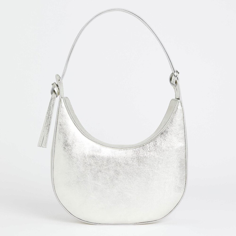 Reformation Medium Rosetta Shoulder Bag Silver - Size OS